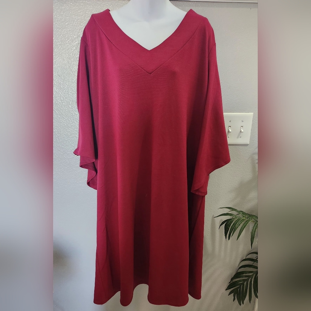 Tiana B. Deep Red V-Neck Top